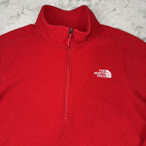 The North Face‎ Sweater Adult M Red Heavy Knit 1/4Zip Mock Neck Polyester Fleece - Picture 2 of 14